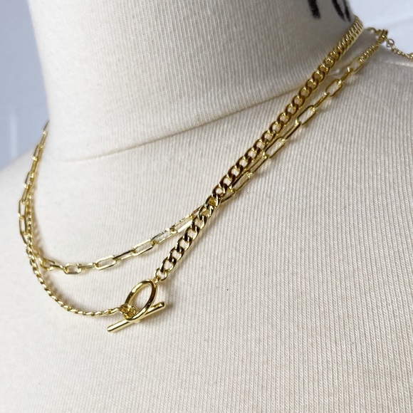 Set of 2 Layered 14K Gold Necklaces Dainty Minimalist Thin Chain Link Jewelry - Picture 8 of 8